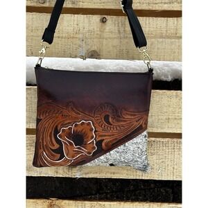Leather Floral Tooled Handbag Cowgirl Rodeo